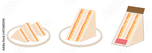 ハムたまごサンドのセット　三角