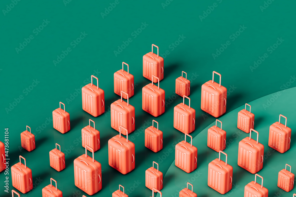 © Giada Canu/Stocksy - 3d render of pink suitcases. travel concept © Giada Canu/Stocksy - 3d render of pink suitcases. travel concept
