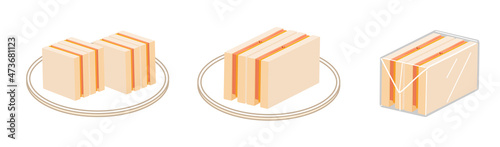 ハムチーズサンドのセット　四角