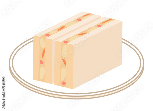 ポテトサラダサンド　四角に二分割