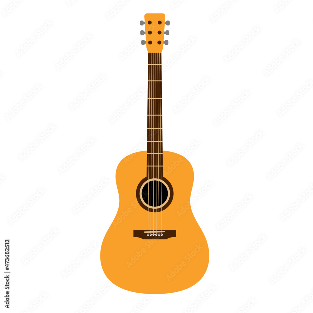 Obraz premium box acoustic guitar flat vector illustration Minimal classical Music instrument Design clipart