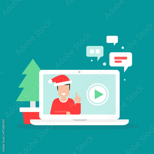 Webinar, online lass, remote team work concept. Learn and study via teleconference or video course.