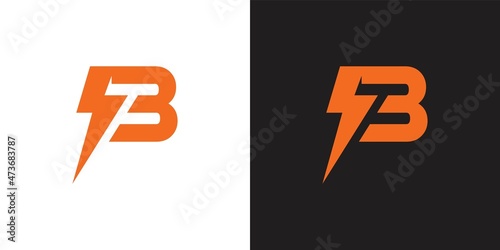 Initial B Letter with Lightning Bolt Logo Vector Design.