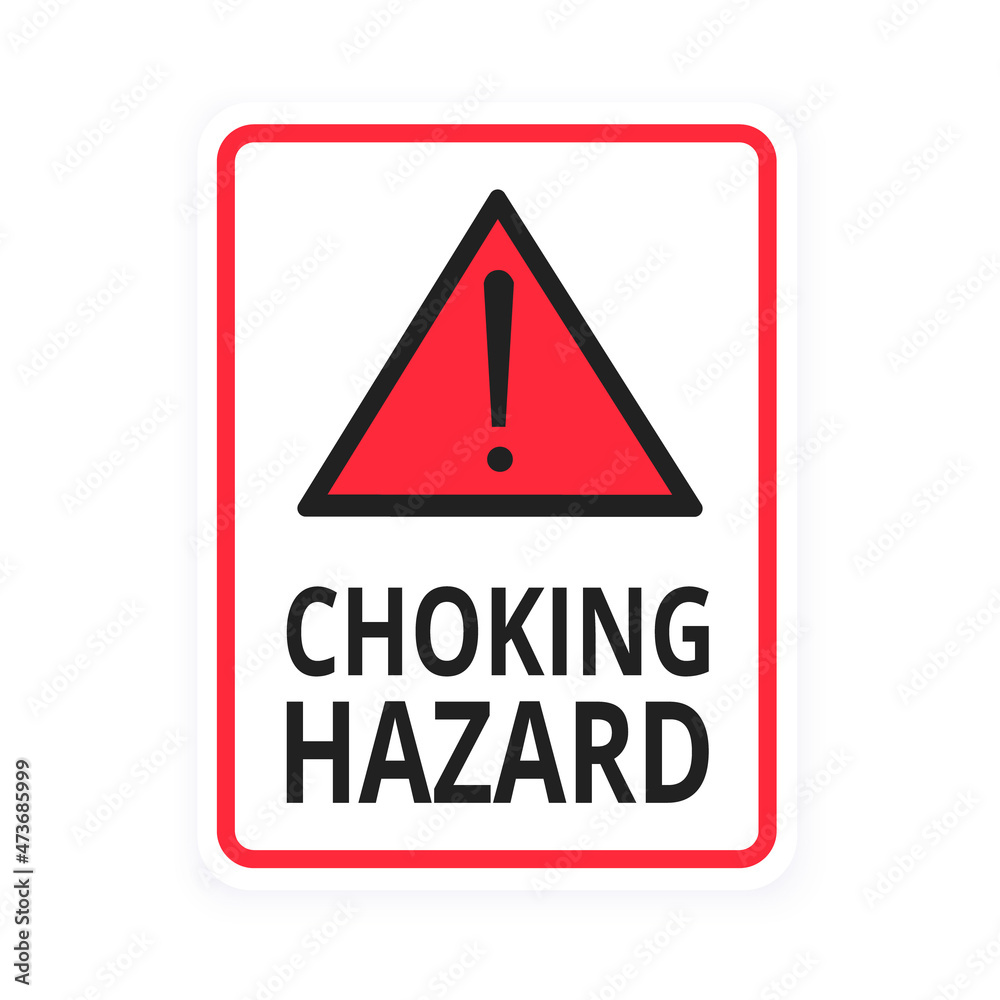 Choking hazard forbidden sign sticker not suitable for children under 3 years isolated on white background vector illustration. Warning triangle, sharp edges and small parts danger. Choking hazard forbidden sign sticker not suitable for children under 3 years isolated on white background vector illustration. Warning triangle, sharp edges and small parts danger.