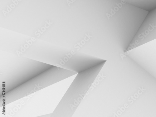 Abstract white minimal geometric installation, 3d render