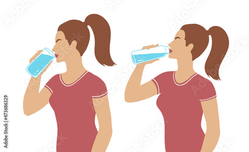 Female sideview figure drinking water