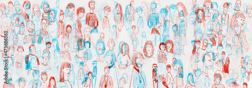 All The People a pencil sketch double exposure