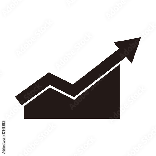 Single black arrow growing up business icon	