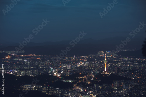 The night view of the city on a dark night. © Jun