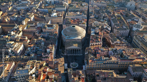 Photography Aerial drone photo of iconic temple of Pantheon built in 118 to 125 A