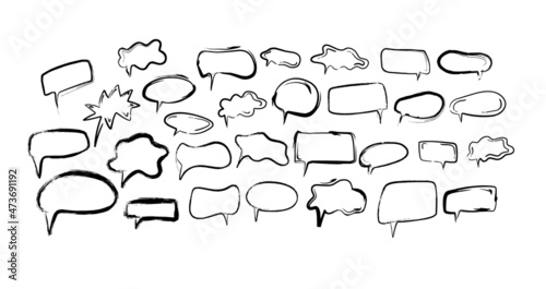 doodle speech bubbles, chat balloons variety forms