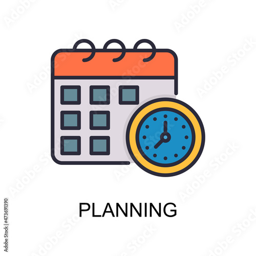 Planning vector Filled outline Icon Design illustration. Web And Mobile Application Symbol on White background EPS 10 File