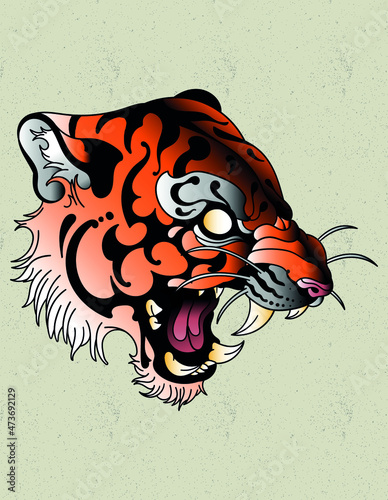 tiger head tattoo neo traditional