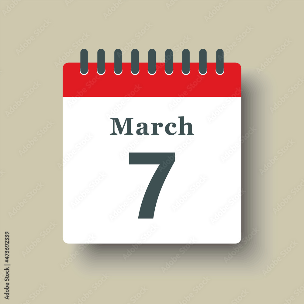Icon day date 7 March, template calendar page Icon day date 7 March, template calendar page