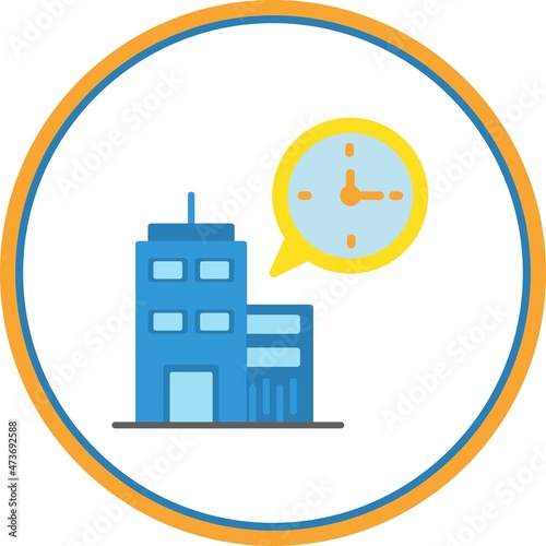 Punctuality Flat Circle Vector Icon Design