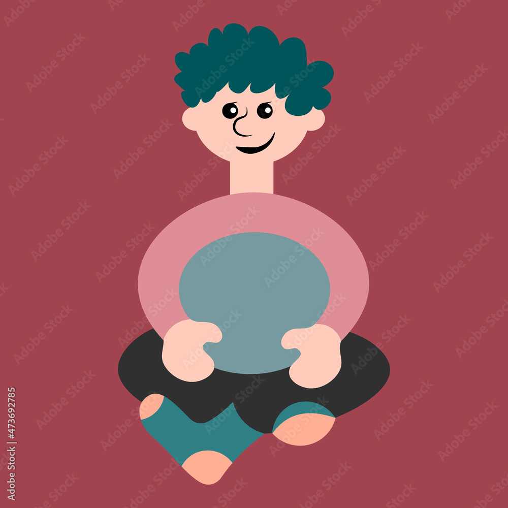 a man sitting cross his legs - a picture on the avatar of a site or blog, a child, a boy. Design element a man sitting cross his legs - a picture on the avatar of a site or blog, a child, a boy. Design element