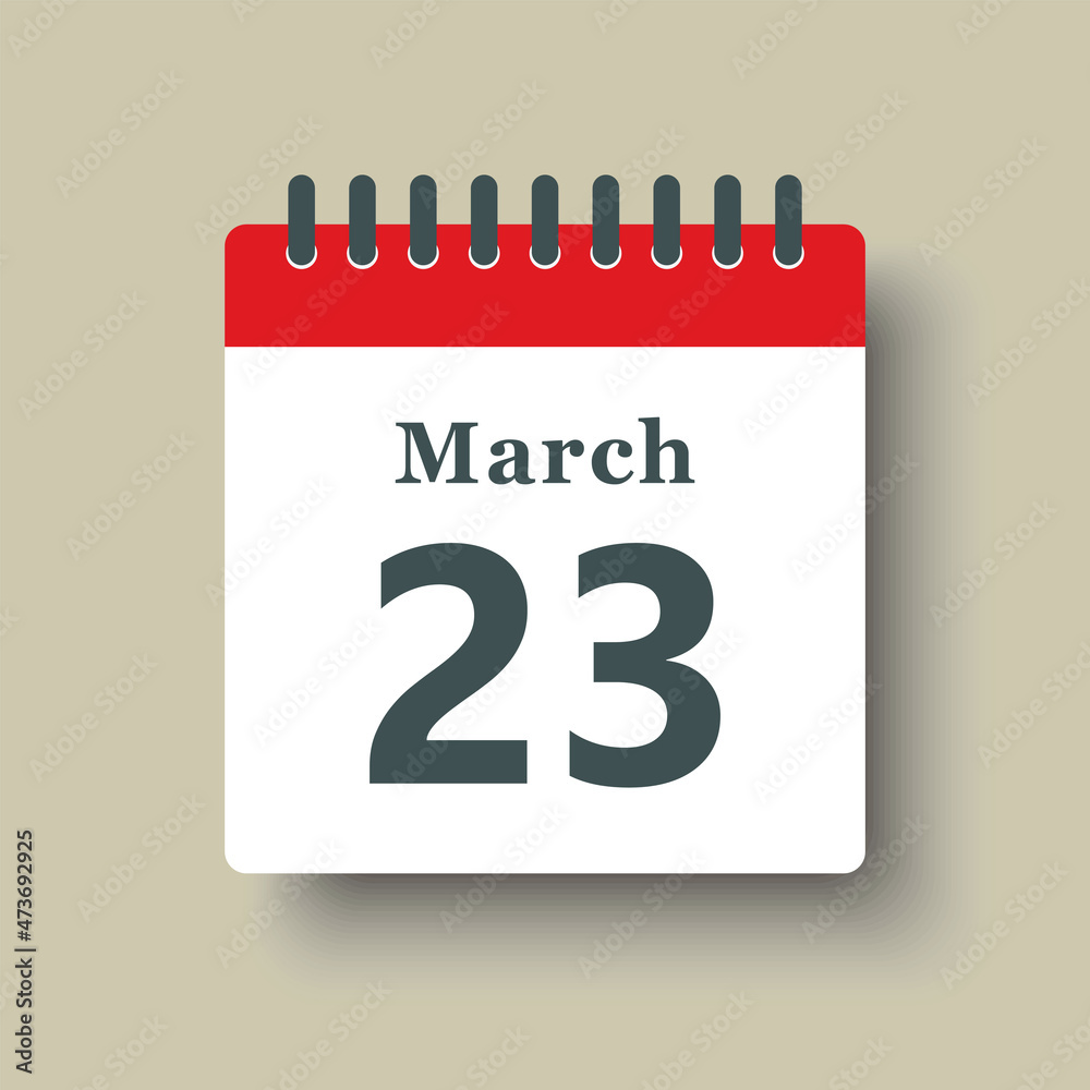 Icon day date 23 March, template calendar page Icon day date 23 March, template calendar page