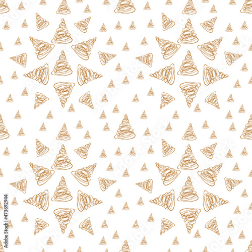 Sketch Christmas Tree Seamless Pattern, New Year Background © ange1011