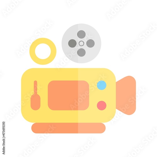 Video Camera Flat Light Vector Icon Design