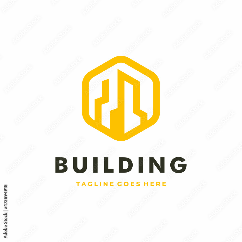 Illustration creative idea modern geometric contractor construction real estate with strong high tower and minimalist shape silhouette metropolis property for building logo design Premium Vector Illustration creative idea modern geometric contractor construction real estate with strong high tower and minimalist shape silhouette metropolis property for building logo design Premium Vector