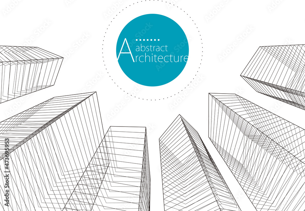 3D illustration black and white linear drawing. Imagination ...
