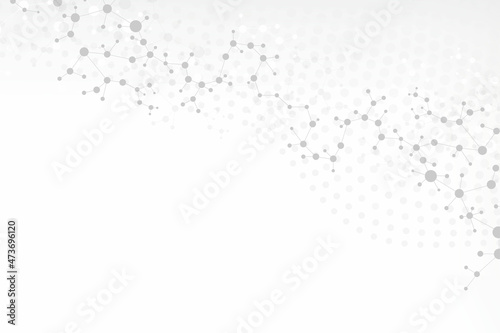 Geometric abstract background with connected line and dots. Structure molecule and communication. Big Data Visualization. Medical, technology, science background. illustration.