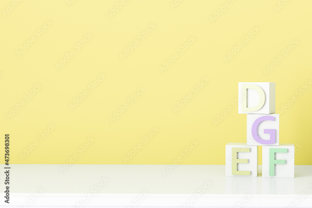 Orange background with cubs in interior