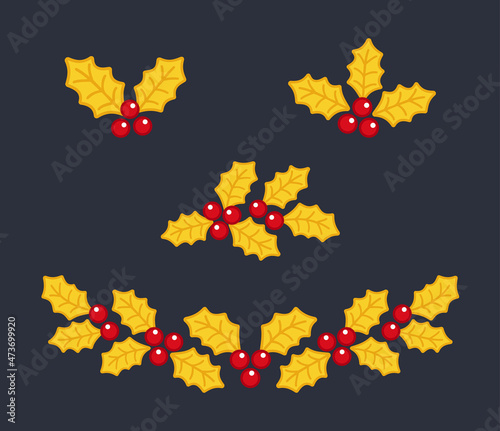 Christmas holly berry, Christmas decoration and ornament