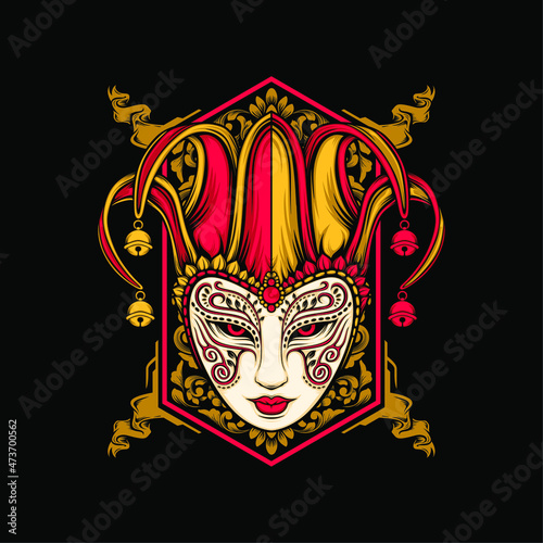 feamel jester head illustration