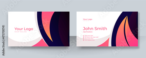 Modern orange pink business card design template. Elegant professional creative and clean business card template with corporate identity concept. Vector illustration