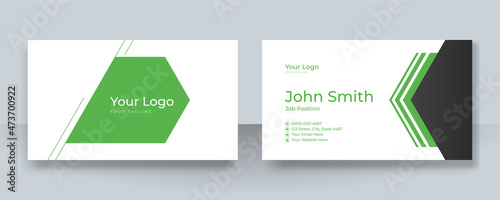 Modern simple green business card design template. Elegant professional creative and clean business card template with corporate identity concept. Vector illustration