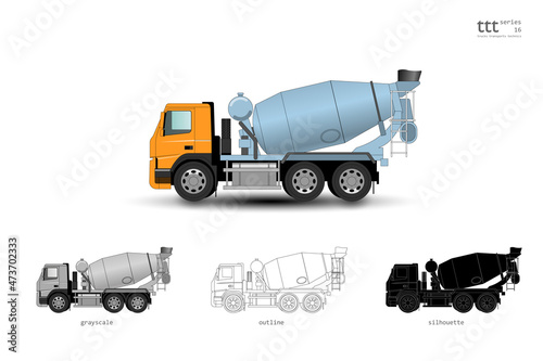 Insulated colored truck. Concrete transport truck, in-transit mixer.
