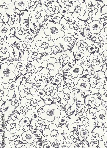 flower floral line vector seamless pattern print design