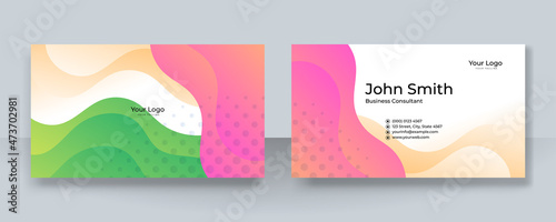 Modern green and pink business card design template. Elegant professional creative and clean business card template with corporate identity concept. Vector illustration