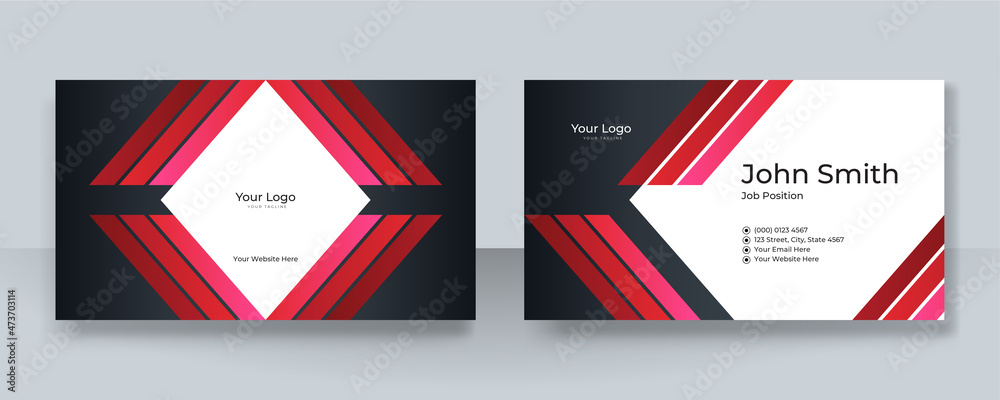 Modern red black business card design template. Elegant professional creative and clean business card template with corporate identity concept. Vector illustration