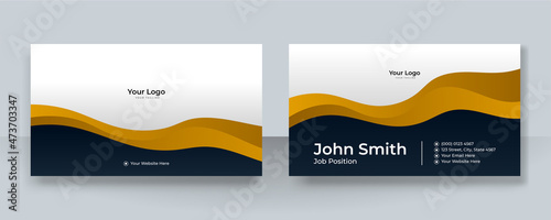 Modern black and gold brown business card design template. Elegant professional creative and clean business card template with corporate identity concept. Vector illustration