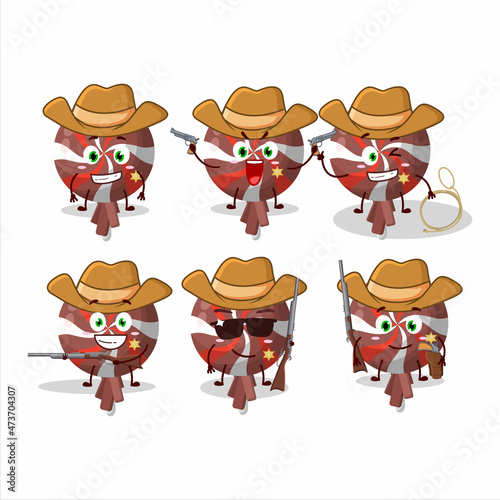 Cool cowboy red twirl lolipop wrapped cartoon character with a cute hat