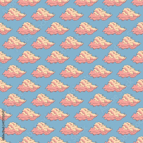Seamless pattern of small cumulus clouds with sunset colors