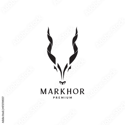 markhor head horn mascot logo symbol icon vector graphic design illustration idea creative photo
