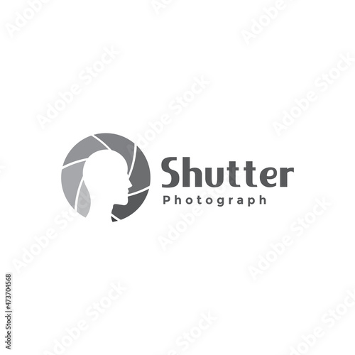 negative space head with camera lens logo symbol icon vector graphic design illustration idea creative