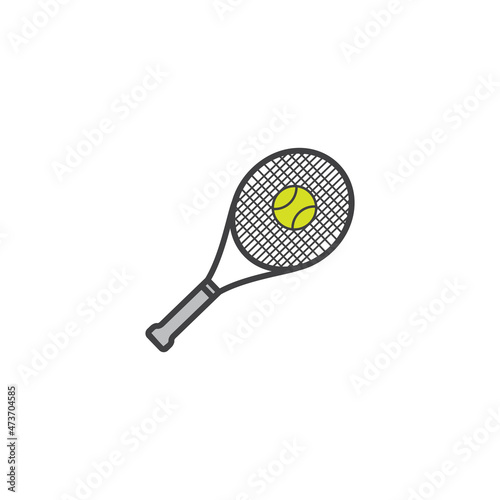 racket tennis with ball simple logo symbol icon vector graphic design illustration idea creative