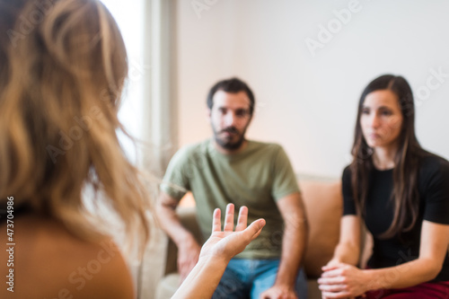 Therapist hand during couple session photo