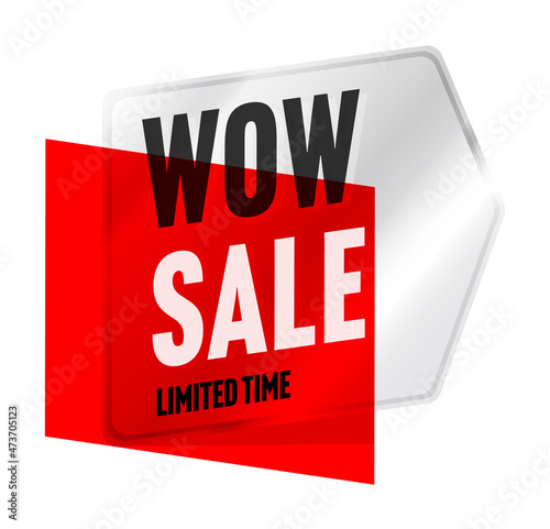 Wow sale sticker promoting limited offer discount