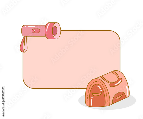 blank note board with bag and flashlightvector illustration