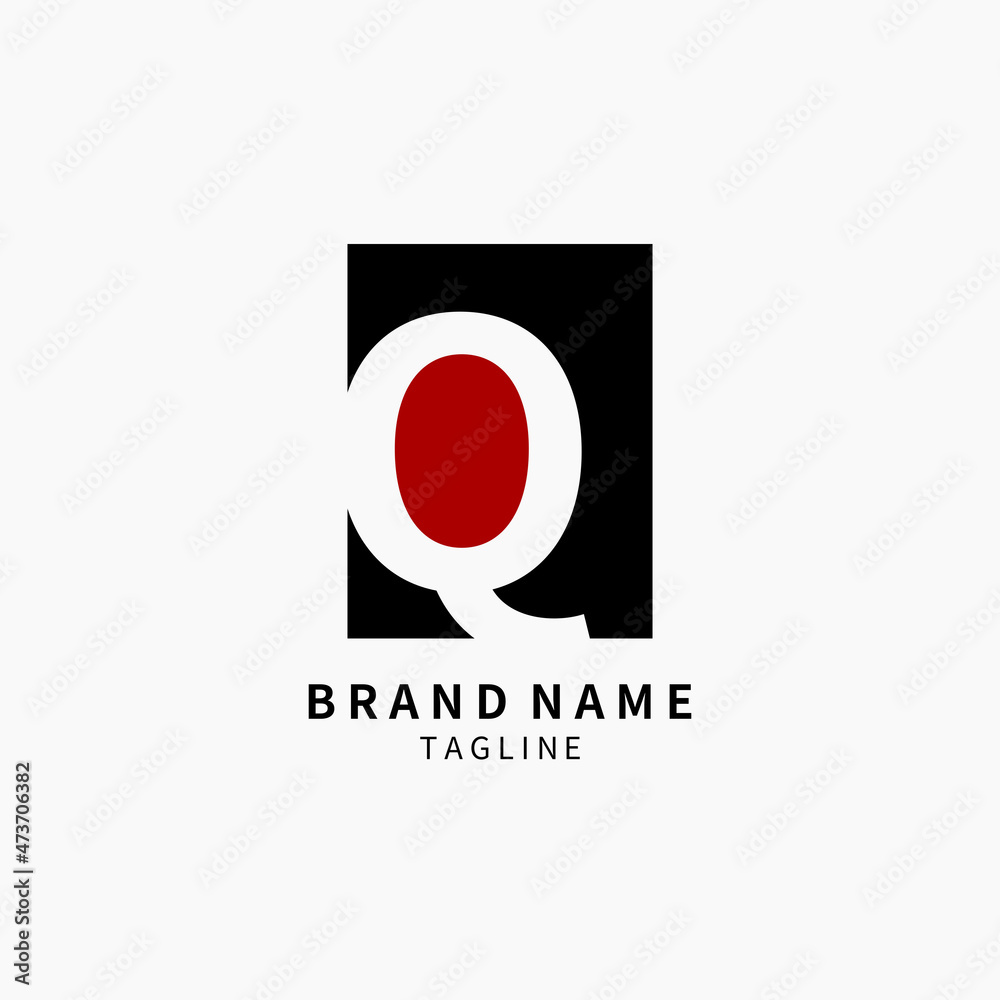 Simple Letter Q Logo Monogram , Black and Red Isolated on Grey Background, Minimalist Symbol,Emblem, Sign Vector Design Simple Letter Q Logo Monogram , Black and Red Isolated on Grey Background, Minimalist Symbol,Emblem, Sign Vector Design