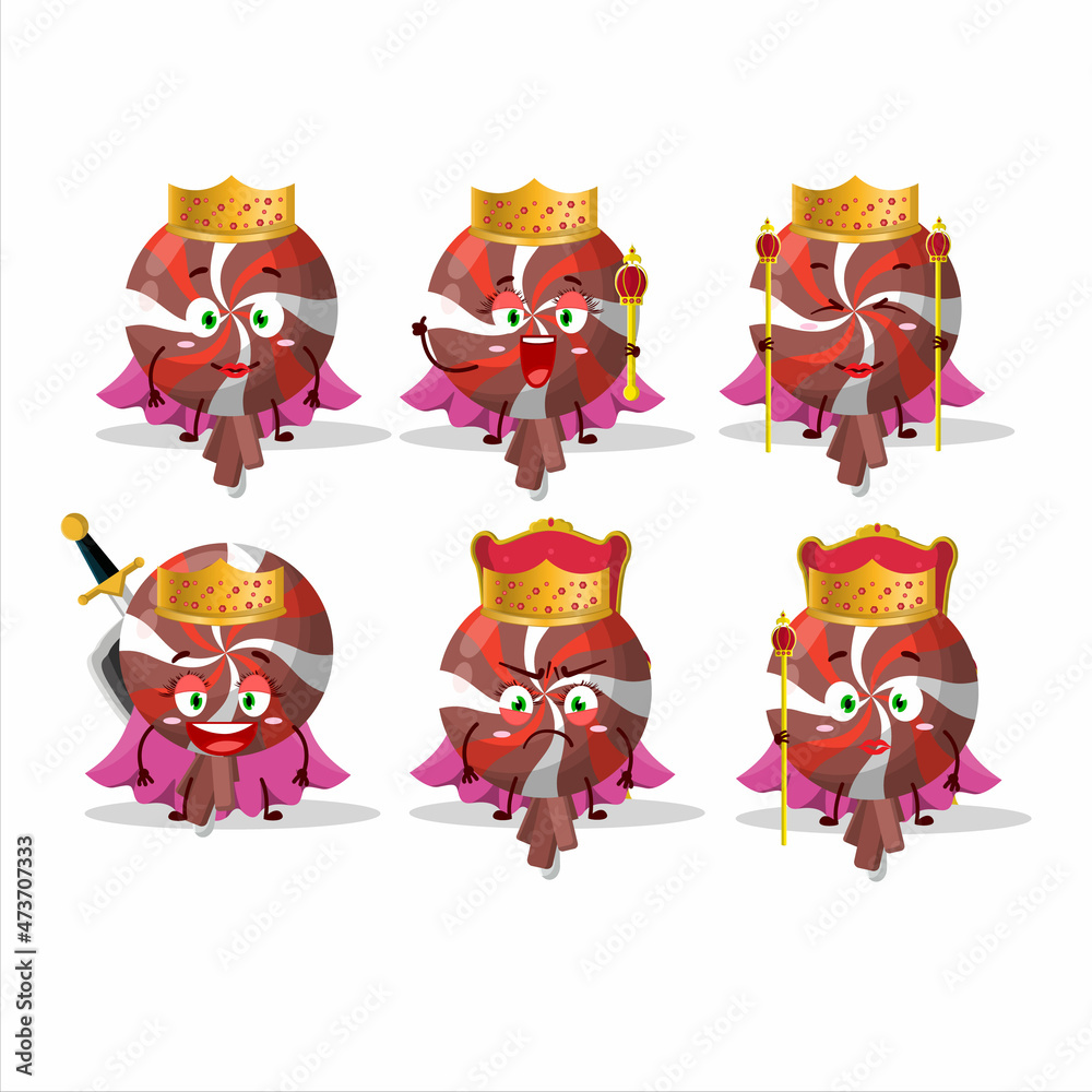 Queen and her magic clothes cartoon of red twirl lolipop wrapped wearing tiara Queen and her magic clothes cartoon of red twirl lolipop wrapped wearing tiara