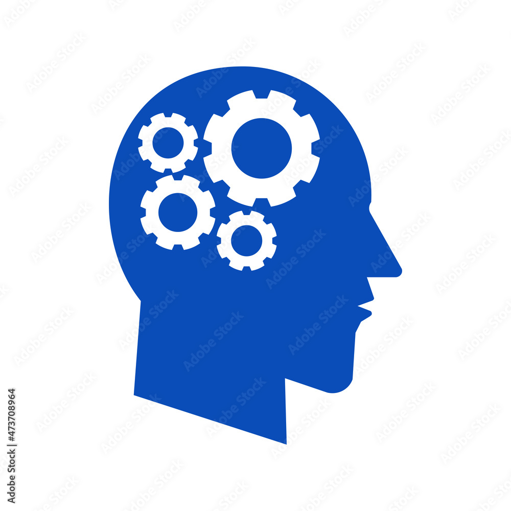 Illustration of a mechanical head silhouette. Icon. vector Illustration of a mechanical head silhouette. Icon. vector