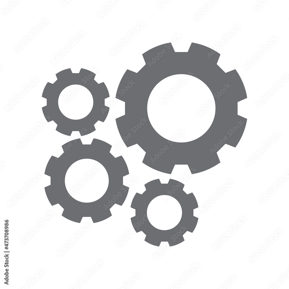 Illustration of mechanical gears silhouette. Icon. vector