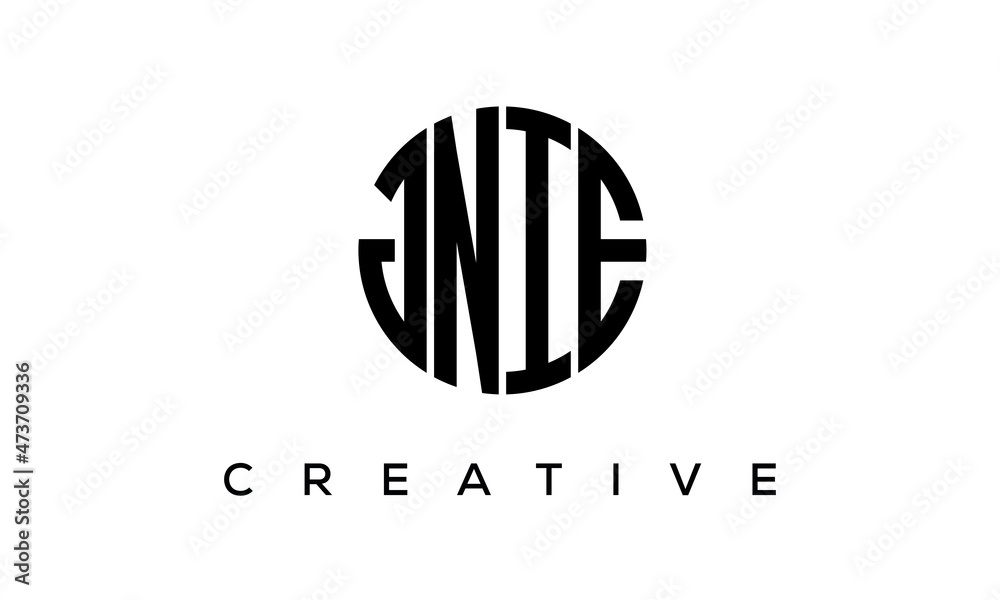 Letters JNIE creative circle logo design vector, 4 letters logo Letters JNIE creative circle logo design vector, 4 letters logo