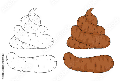 Brown and outline poop icon placed on white background